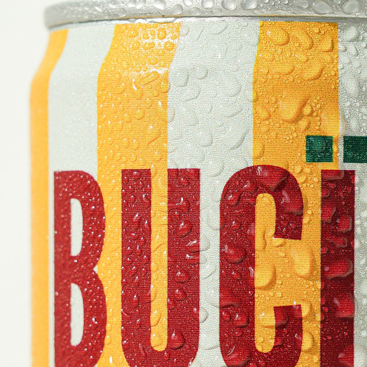 BUCI Hard Kombucha can close up with water droplets on