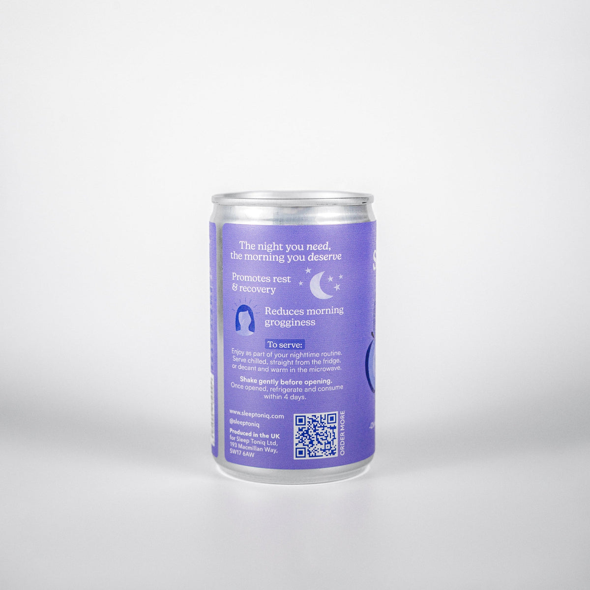 Sleep Toniq: Natural sleep drink. Back of can
